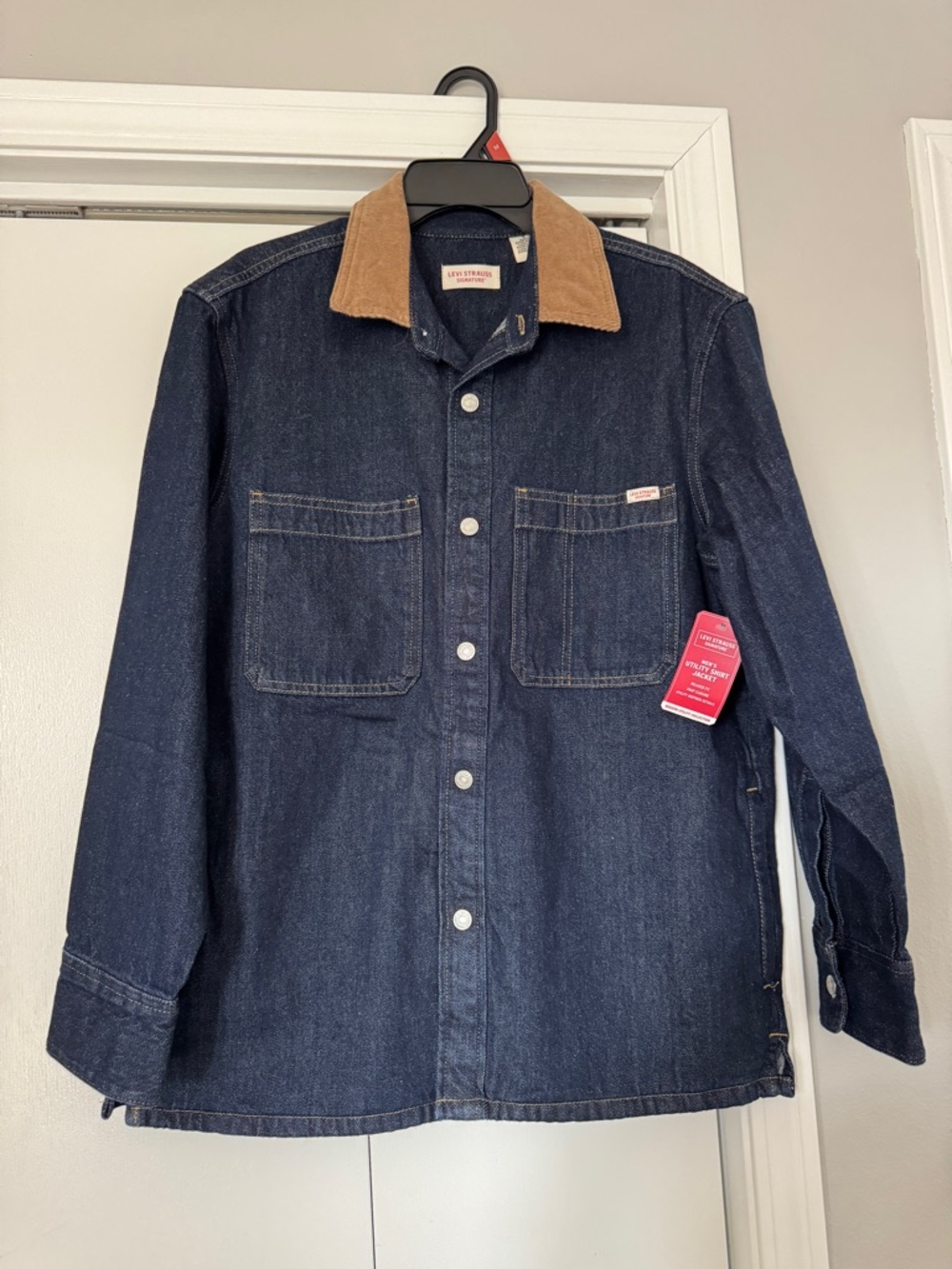 NWT Levi Strauss Denim Chore Coat Jacket Corduroy Collar Medium Oversized
